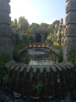 formal fountain jets and canal pool in Collector Earl's Garden, Arundel Castle