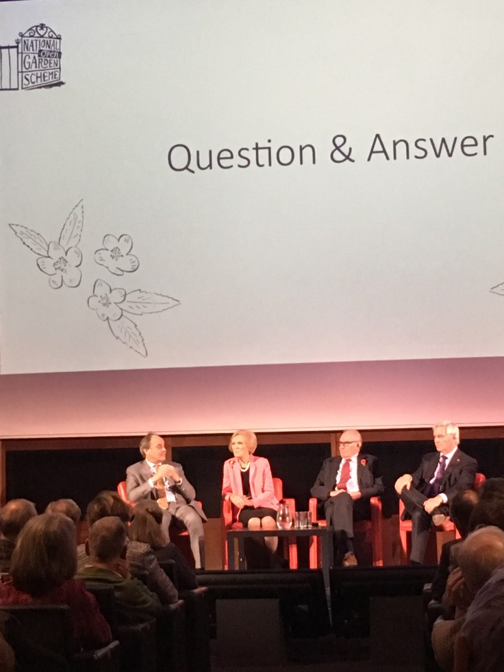George Plumptre, Mary Berry, Lord Ashbrook and Stephen Lacey at the NGS annual conference 2017.